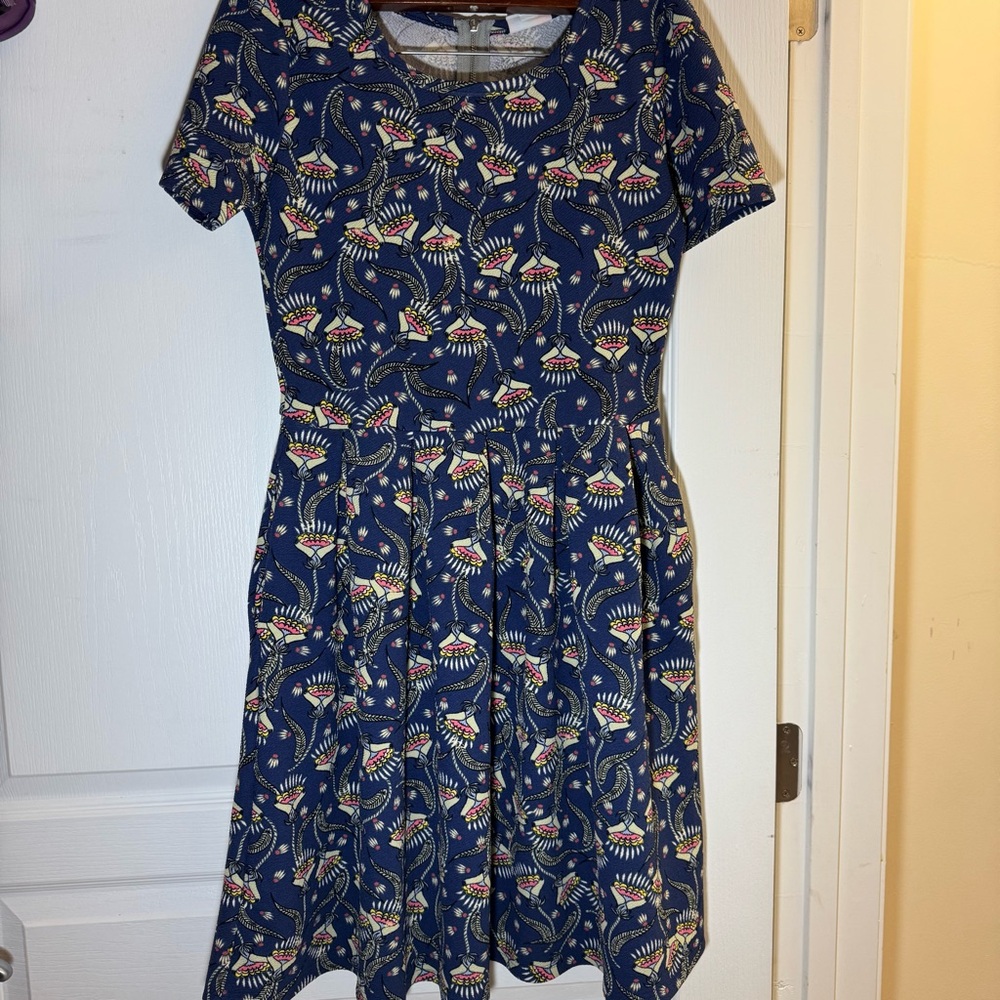LuLaRoe Navy Floral Midi Dress